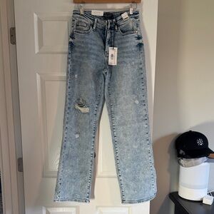 Judy Blue Light Blue Distressed Straight Leg Jeans